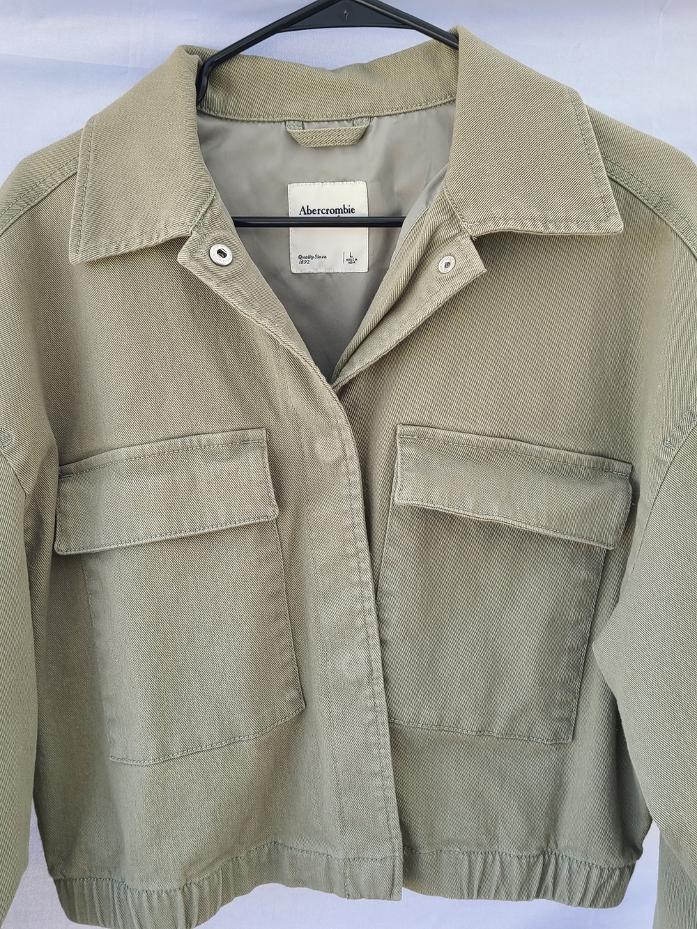 Abercrombie & Fitch Women's Olive Green Cotton Utility Bomber Jacket